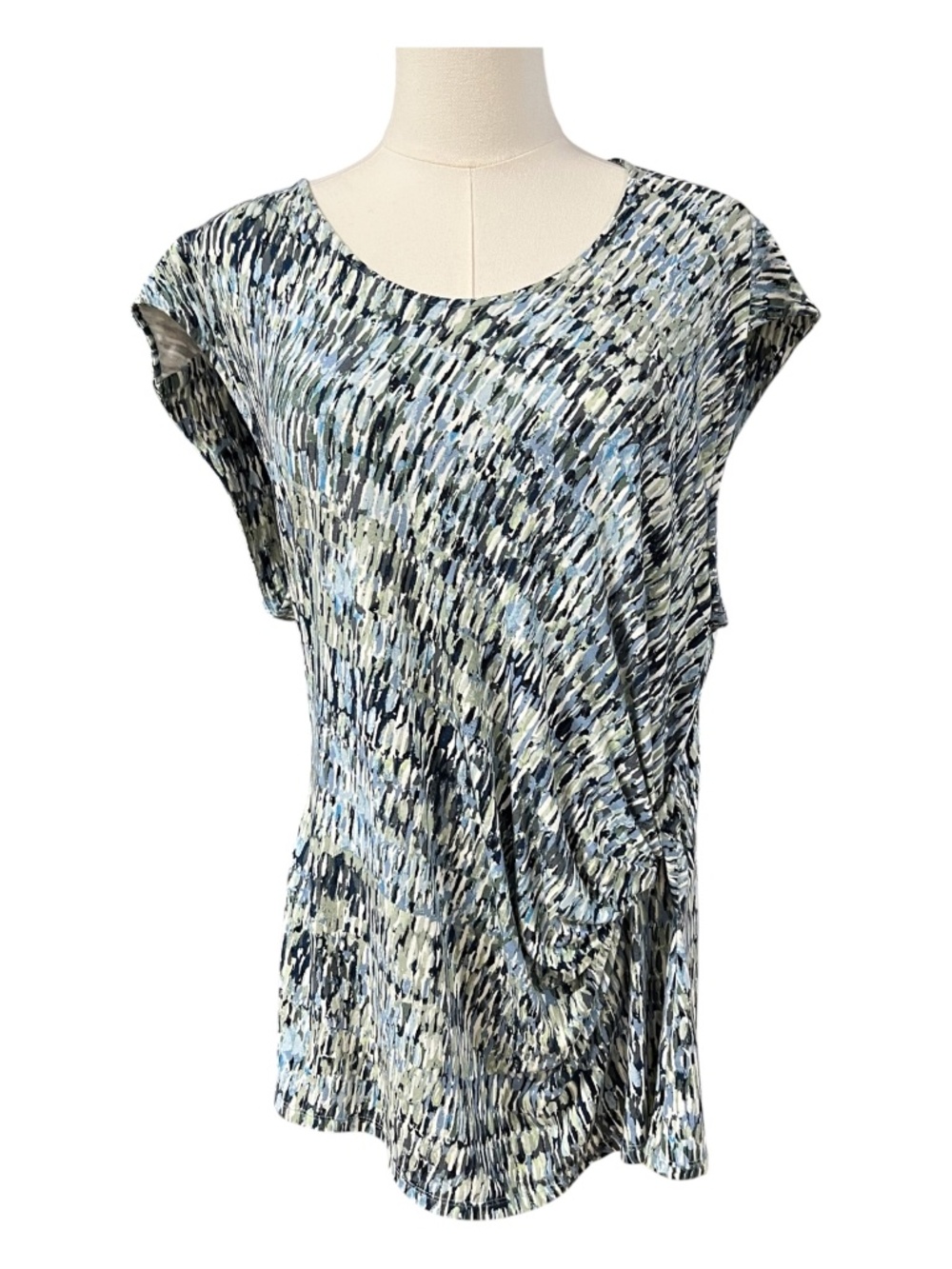 EUC NIC+ZOE Field Impression Twist Front Top Brushstroke Print | Size XXL